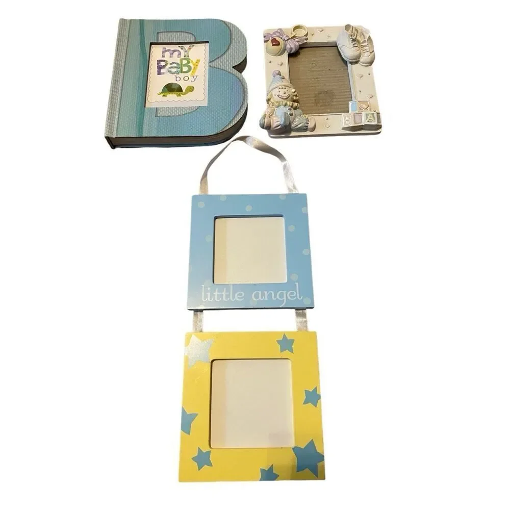 Lot Of 3 Baby Boy Photo Album Picture Frames Clown Little Angel